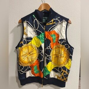Lauren Ralph Lauren Vintage Nautical Silk Compass Print Vest XL